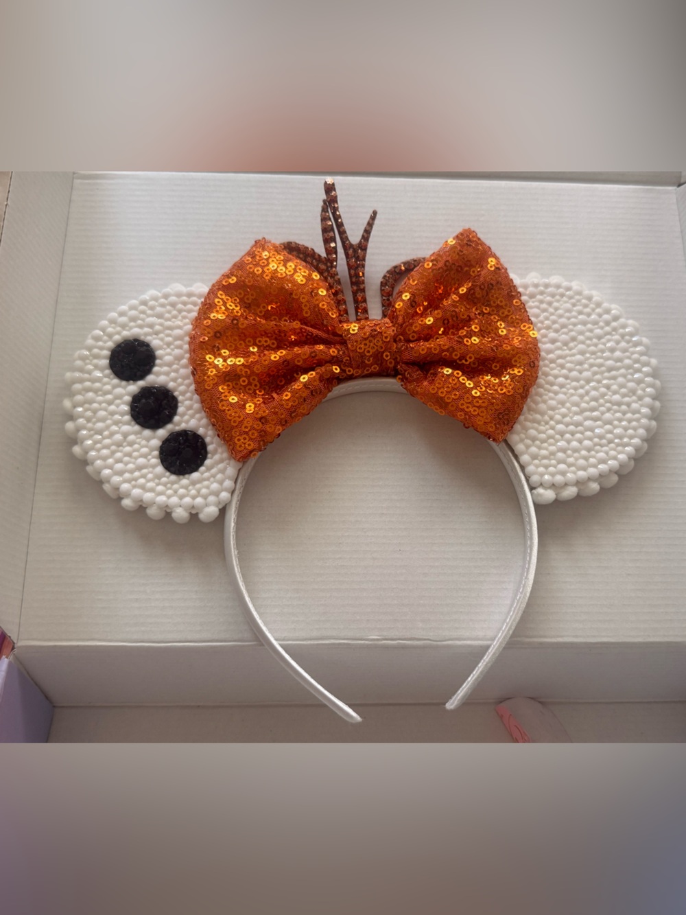 Kids Sequin Orange Bow Ear Headband - Unbranded